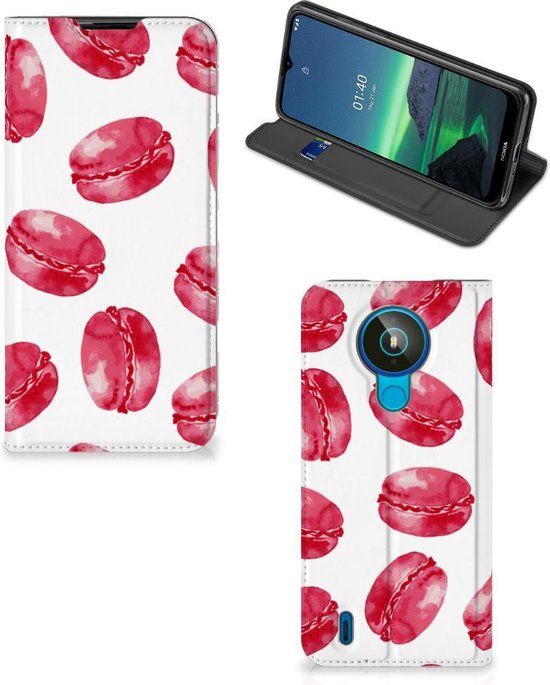 Nokia 1.4 Case - Pink Macarons Design - Book Case