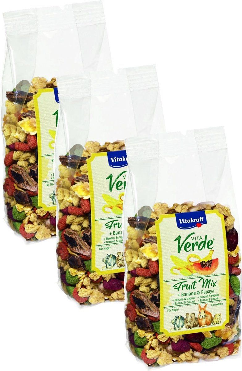 VITAKRAFT Vita-Verde Happy Frutti - Knaagdiersnack - 3 x 200 g