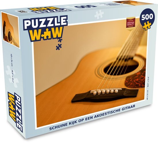 MuchoWow Puzzel Schuine kijk op een akoestische gitaar - Legpuzzel - Puzzel 500 stukjes - Sinterklaas cadeautjes - Sinterklaas voor grote kinderen