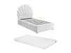 Vente-unique Lit Coquillage 90x190 cm avec 2 Tiroirs Velours Blanc + Matelas Moana