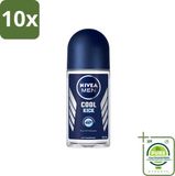 Nivea Men Cool Kick Deodorant Roll-on Antitranspirant 50 ml - 10 Stuks