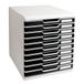 Exacompta - ref. 302014D - Organisatiesysteem - Ladebox MODULO A4 met 10 gesloten lades voor A4+ documenten - Afmetingen: diepte 35 x Breedte 28,8 x hoogte 32 cm - Lichtgrijs/zwart