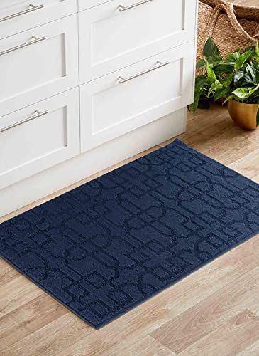 Serdim Rugs Anti-slip Washabale Siam trellis ontwerp keuken & hal lopers deurmatten, marine, 80x150cm (2'6 inchesx5'0 inch)