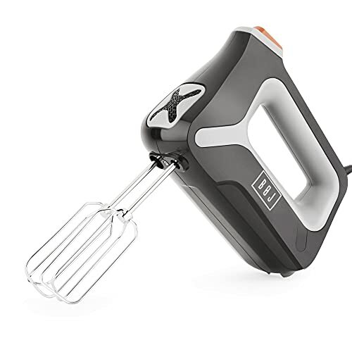 BOJ Handmixer HM-550, 500 W, 5 snelheden en turbo-functie met vermogen en laag geluidsniveau, uitvoer van accessoires met een druk op de knop, incl. kneed- en roerstaafjes