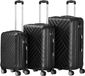 Zelsius Set de 3 valises | Valise rigide en ABS avec serrure à combinaison, double roues et séparateur intérieur | Valise cabine, set de 3 valises rigides, trolley, grande valise, set de bagages, Noir, L