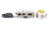 SIKU 1:55 Auto met caravan en accessoires - Zwart/Wit - 3+ jaar
