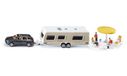 SIKU 1:55 Auto met caravan en accessoires - Zwart/Wit - 3+ jaar