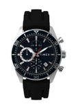 Timex Ridgefield Chronograph Quartz Chronograaf Horloge Zwart En Zilverkleurig Kast Gemaakt Van 100% Roestvrij Staal En Een Armband Van 100% Siliconen 42 TW2Y62300AJ