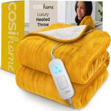 Cosi Home Elektrische Deken Luxe Fleece en Sherpa Wol 180 x 130 cm Mosterd