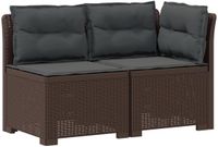 vidaXL - Twee-zits - Tuin - Sofa - met - Kussens - Rieten - Look - 2-zits - PP - Bruin