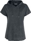 Black Premium by EMP Zwart T-shirt met capuchon - Dames - 4XL