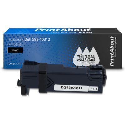 PrintAbout Huismerk Dell 593-10312 (FM064) Zwarte Toner - Compatibel - 3000 Pagina's