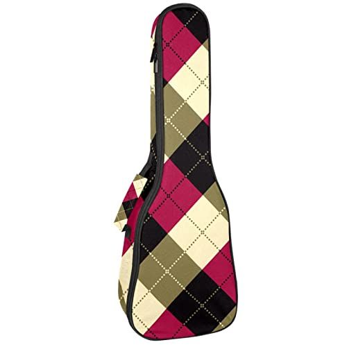 Mersov Concert Ukelele Rugzak, Heavy Duty Ukelele Case Bag met Opslag, Sopraan Concert Tenor Ukelele 10MM Gewatteerde BagBlack SheepsRed Black Cream Plaid Checks