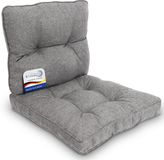 Beautissu Set Outdoor Lounge Kussens Buiten – Zitkussen 70x70 cm & Rugkussen 70x40 cm – Vuil- en Waterafstotend Loungekussen voor Tuinmeubelen en Rotan Lichtgrijs – BeauFlair
