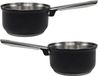 Svenska Living Steelpan - 2x - D16 cm - zwart - RVS - 1L - sauspan/juspan - alle warmtebronnen