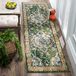 SAFAVIEH Monaco Collection MNC243F Boho-Chic-medaillon in used look, pluisvrij, voor woonkamer, entree, foyer, hal, slaapkamer, 60 x 30 cm, bosgroen/lichtblauw
