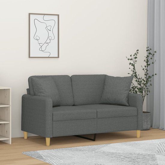 vidaXL Tweezitsbank 120 cm stof donkergrijs