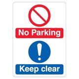 V Safety No Parking Keep Clear - Dubbel symbool - Groot pictogram 210 x 297 mm (A4) - 1 mm stijf plastic veiligheidsteken
