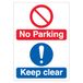 V Safety No Parking Keep Clear - Dubbel symbool - Groot pictogram 210 x 297 mm (A4) - 1 mm stijf plastic veiligheidsteken
