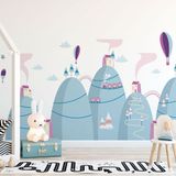 Ambiance Sticker Scandinavische bergstickers met prachtige heteluchtballonnen, 120 x 180 cm