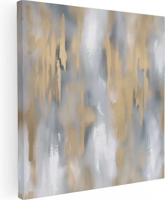 Artaza Canvas Schilderij Goud en Zilver Abstract 40x40 cm
