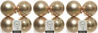 Decoris Kerstballen - 12 stuks - donker parel/champagne - 10 cm diameter - kunststof