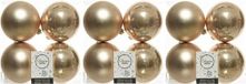 Decoris Kerstballen - 12 stuks - donker parel/champagne - 10 cm diameter - kunststof