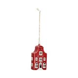 Panda Suspension, porcelaine, maison pignon en voûte, rouge