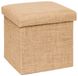 5Five Poef Jute - 31x31x31 cm - hocker/voetenbankje - opbergbox - beige