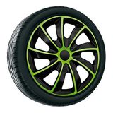 Wieldop NRM Quad Bicolour - Wieldoppen 14" - Set van 4 stuks / Kunststof - Groen/Zwart