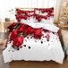 TRANKIELO® - Housse de couette 3D - Roses rouges - 3 pièces avec taies d'oreiller - 135x200 cm