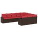 vidaXL Loungeset 10-delig met kussens, poly rotan, bruin
