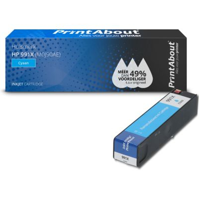 PrintAbout   Huismerk HP 991X (M0J90AE) Inktcartridge Cyaan Hoge capaciteit