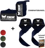 Thor Athletics Lifting Straps incl. Wrist Wraps 60cm (Flexibel) - Combinatie Bundel - Krachttraining Accessoires - Powerlifting Straps - Polsbrace - Viking Blue - Inclusief E-Book - One Size