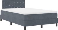 vidaXL LED Boxspringbed met Matras en Hoofdeinde, Donkergrijs, 120 x 200 cm, Fluweel