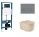 QeramiQ Dely Swirl Toiletset - Inbouwreservoir - Toilet suspendu - Beige