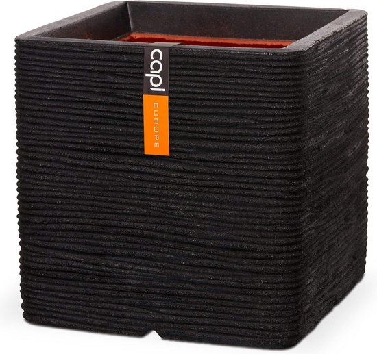 Capi Europe Nature Rib Vierkant Bloempot 50 x 50 cm - Zwart
