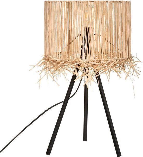 Tafellamp Rona - Ø 27 cm - Beige/Hout/Zwart