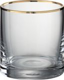 J-Line Glas Rand Cilinder - Glas - Transparant/Goud - 6 stuks