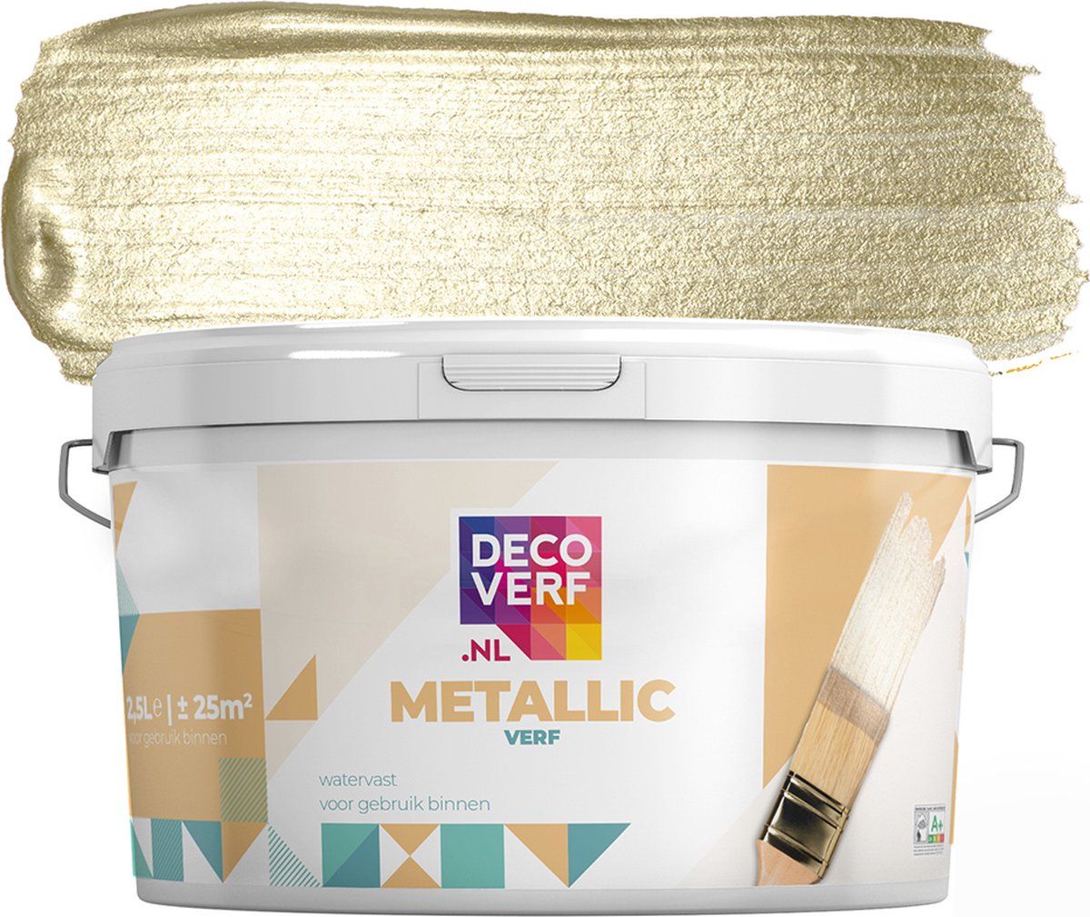 Decoverf.nl Decoverf metallic verf pistache zilver 2.5L - 8719743418530