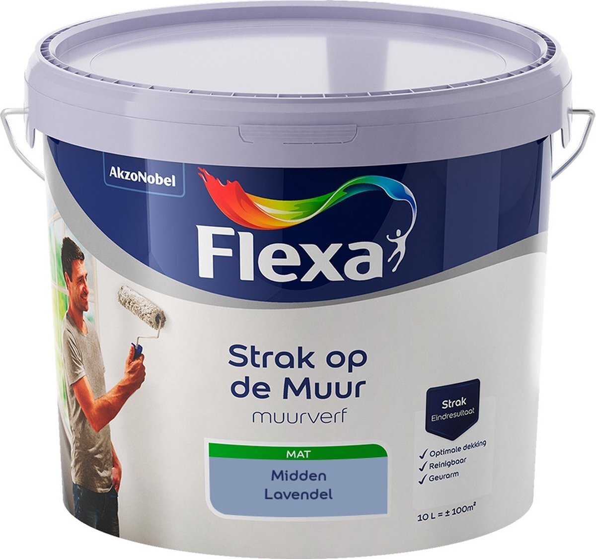 FLEXA Strak op de Muur Muurverf - Mat - Mengkleur - Midden Lavendel - 10 liter