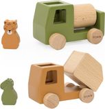 Trixie Jouets en bois - Véhicules de construction - Voiture jouet - Camion - Avec animaux - Pour garçons et filles – Bois FSC®