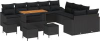 vidaXL Tuinbank Set 14-delig Zwart Polyrattan