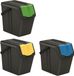 Keden Sortibox Poubelle, set de 3 pièces, plastique 100% recyclé, noir, volume 3 x 25 l