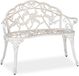 Relaxdays Tuinbank, 2 zits, Rozen, Terras, Balkon, Aluminium & Gietijzer, Antieke Buitenbank, 78x98x57 cm, Wit/Brons