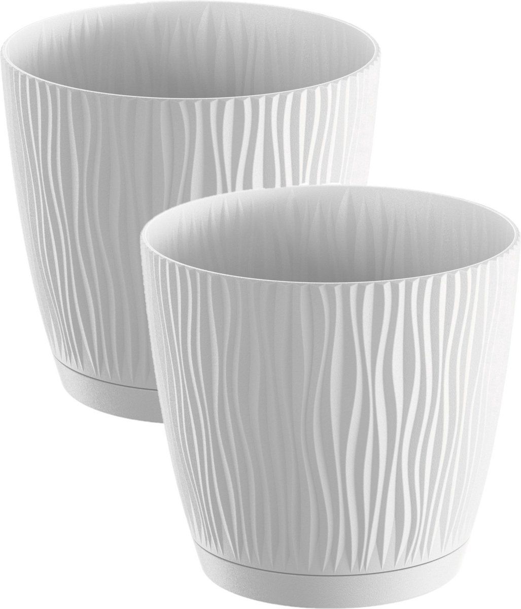 Prosperplast Waves - Plantenpot - Ø17 cm - Wit - 4 stuks
