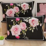 PETTI Artigiani Italiani - Kussenslopen, 1 paar kussenslopen, digitale print, 100% hypoallergene microvezel, grijze bloemen