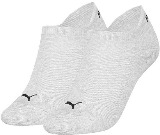 PUMA 2 paar dames sneaker sokken katoen - Badstof zool - Sneakersokken wit, zwart en grijs - Maat 38