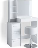 Vicco Kaptafel Meryl, Wit, 80 cm met spiegel en kruk
