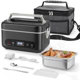 Autocuiseur électrique - Chauffe-aliments sans fil - 1,2 litre - 80 W - Batterie 12000 mAh - 4 réglages de chaleur et minuterie - Noir